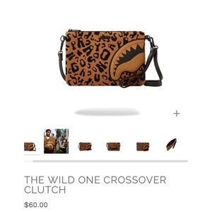 Sprayground The Wild One Leopard Shark Mouth Crossover Clutch Limited Edition